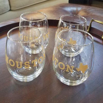 Houston Texas 15 oz wine glass
